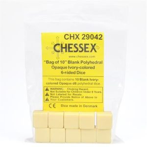 Chessex Opaque Polyhedral Bag of 10 Blank 6-sided dice-29042