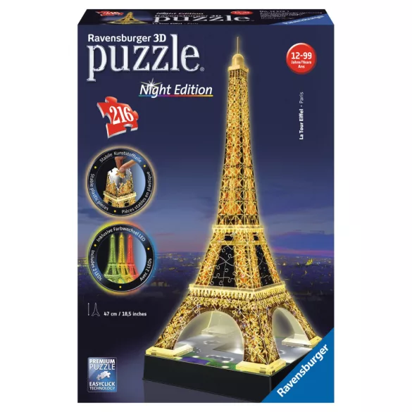 3D Puzzle - Eiffelturm bei Nacht - 216pc - DE/EN-12579