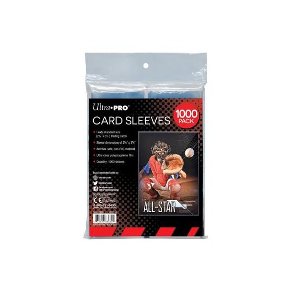 UP - Clear Card Sleeves for Standard Size Trading Cards - 2.5" x 3.5" (1000 count retail pack)-83664