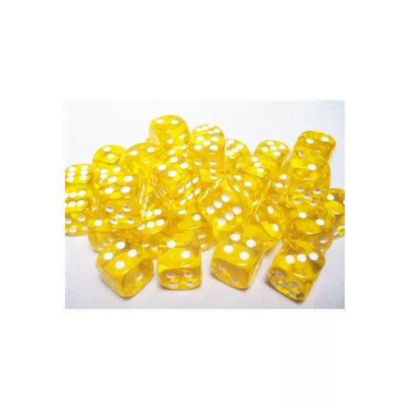 Chessex Translucent 12mm d6 with pips Dice Blocks (36 Dice) - Yellow w/white-23802