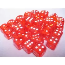 Chessex Translucent 12mm d6 with pips Dice Blocks (36 Dice) - Orange w/white-23803