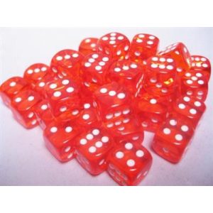 Chessex Translucent 12mm d6 with pips Dice Blocks (36 Dice) - Orange w/white-23803