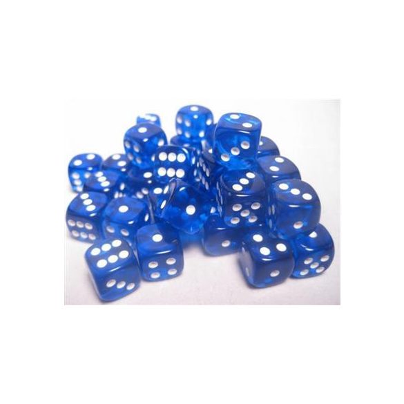 Chessex Translucent 12mm d6 with pips Dice Blocks (36 Dice) - Blue w/white-23806