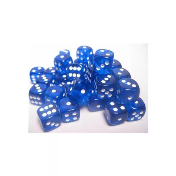 Chessex Translucent 12mm d6 with pips Dice Blocks (36 Dice) - Blue w/white-23806