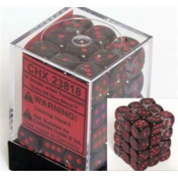 Chessex Translucent 12mm d6 with pips Dice Blocks (36 Dice) - Smoke w/red-23818