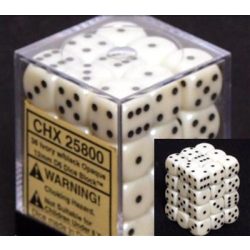 Chessex Opaque 12mm d6 with pips Dice Blocks (36 Dice) - Ivory w/black-25800
