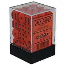 Chessex Opaque 12mm d6 with pips Dice Blocks (36 Dice) - Orange w/black-25803