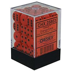 Chessex Opaque 12mm d6 with pips Dice Blocks (36 Dice) - Orange w/black-25803