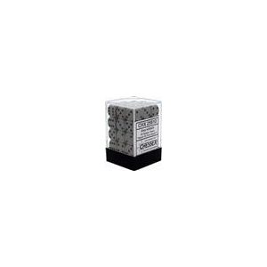 Chessex Opaque 12mm d6 with pips Dice Blocks (36 Dice) - Grey w/black-25810