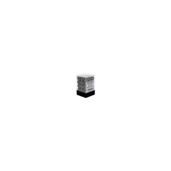 Chessex Opaque 12mm d6 with pips Dice Blocks (36 Dice) - Grey w/black-25810