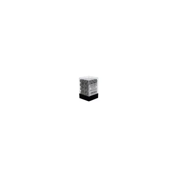 Chessex Opaque 12mm d6 with pips Dice Blocks (36 Dice) - Grey w/black-25810