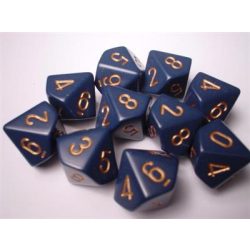 Chessex Opaque Polyhedral Ten d10 Set - Dusty Blue/gold-25226