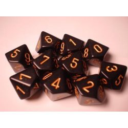 Chessex Opaque Polyhedral Ten d10 Set - Black/gold-25228
