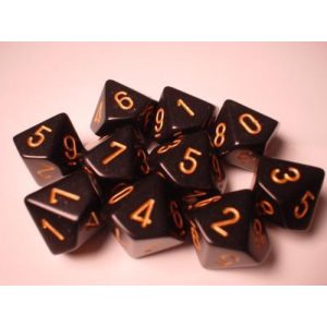 Chessex Opaque Polyhedral Ten d10 Set - Black/gold-25228