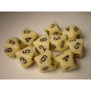 Chessex Opaque Polyhedral Ten d10 Set - Ivory/black-26200