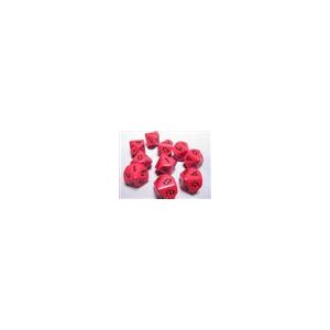 Chessex Opaque Polyhedral Ten d10 Set - Red/black-26214