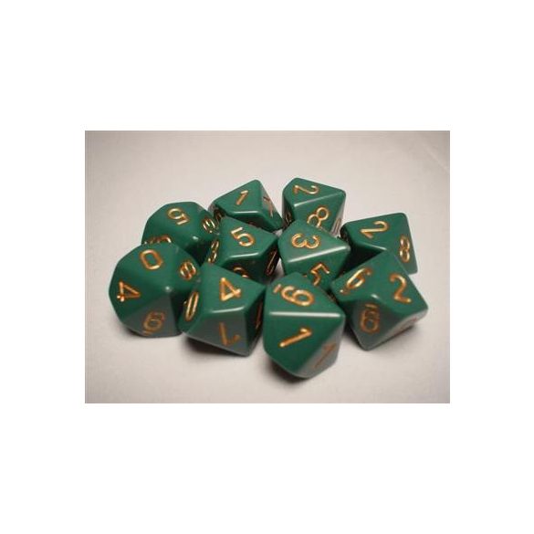 Chessex Opaque Polyhedral Ten d10 Set - Dusty Green/gold-25215