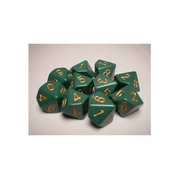 Chessex Opaque Polyhedral Ten d10 Set - Dusty Green/gold-25215