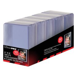 UP - 3" X 4" Super Thick 130PT Toploader with Thick Card Sleeves 50ct-15285
