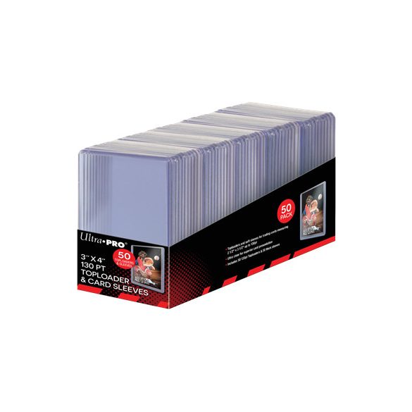 UP - 3" X 4" Super Thick 130PT Toploader with Thick Card Sleeves 50ct-15285