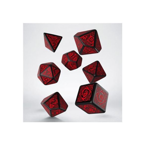 Celtic 3D Revised Black & red Dice Set (7)-SCER06