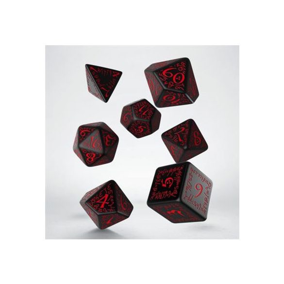 Elvish Black & red Dice Set (7)-SELV06