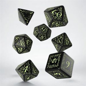 Elvish Black & glow-in-the-dark Dice Set (7)-SELV04