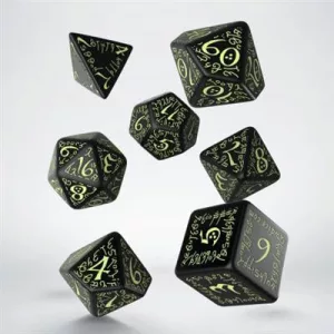 Elvish Black & glow-in-the-dark Dice Set (7)-SELV04