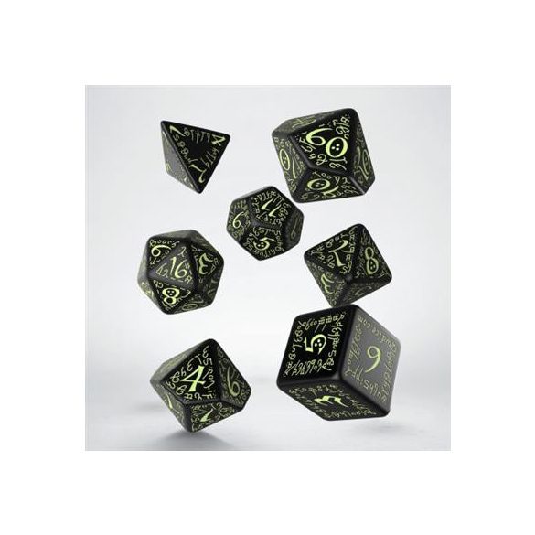 Elvish Black & glow-in-the-dark Dice Set (7)-SELV04