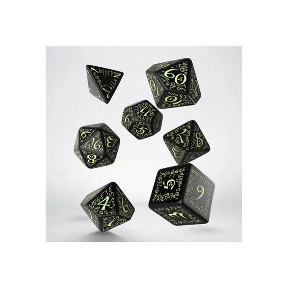 Elvish Black & glow-in-the-dark Dice Set (7)-SELV04