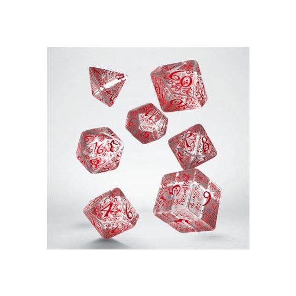 Elvish Translucent & red Dice Set (7)-SELV05