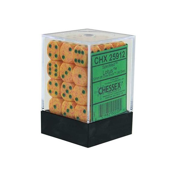 Chessex Speckled 12mm d6 Dice Blocks with Pips (36 Dice) - Lotus-25912