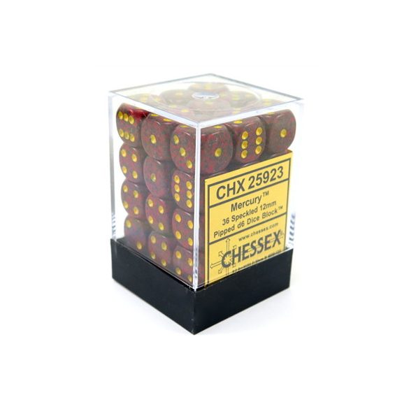 Chessex Speckled 12mm d6 Dice Blocks with Pips (36 Dice) - Mercury-25923