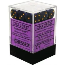 Chessex Speckled 12mm d6 Dice Blocks with Pips (36 Dice) - Golden Cobalt-25937