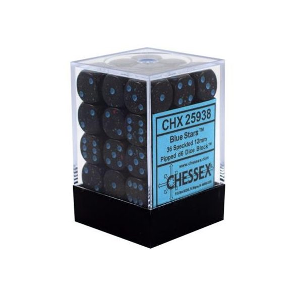 Chessex Speckled 12mm d6 Dice Blocks with Pips (36 Dice) - Blue Stars-25938