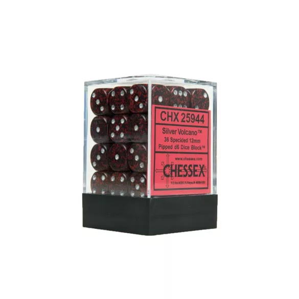 Chessex Speckled 12mm d6 Dice Blocks with Pips (36 Dice) - Silver Volcano-25944