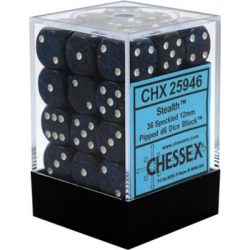 Chessex Speckled 12mm d6 Dice Blocks with Pips (36 Dice) - Stealth-25946