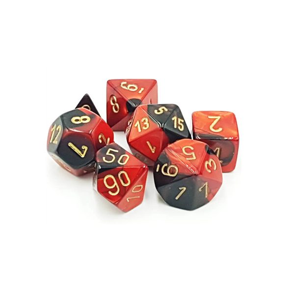 Chessex Gemini Polyhedral 7-Die Set - Black-Red w/gold-26433