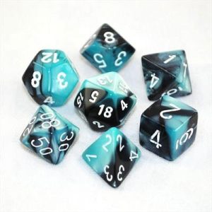 Chessex Gemini Polyhedral 7-Die Set - Black-Shell w/white-26446