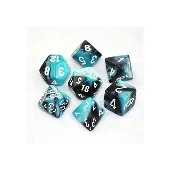 Chessex Gemini Polyhedral 7-Die Set - Black-Shell w/white-26446