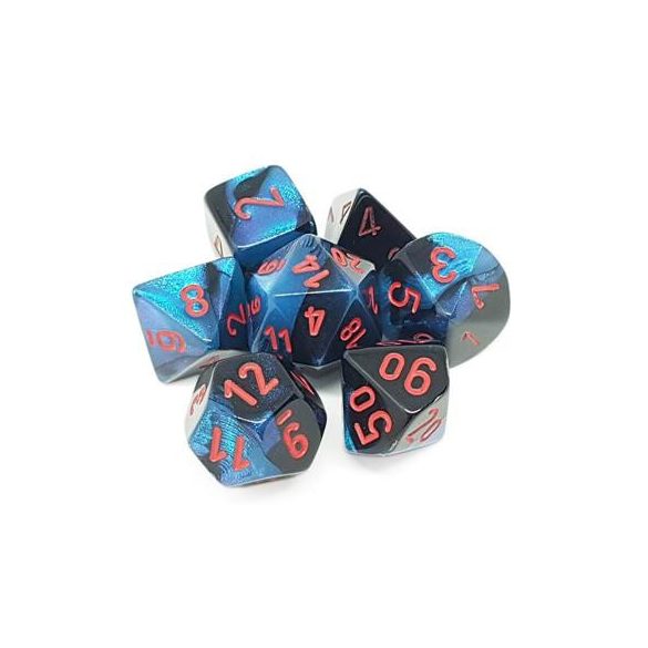 Chessex Gemini Polyhedral 7-Die Set - Black-Starlight w/red-26458