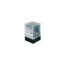Chessex Gemini 12mm d6 Dice Blocks with pips Dice Blocks (36 Dice) - Steel-Teal w/white-26856