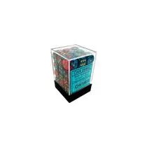 Chessex Gemini 12mm d6 Dice Blocks with pips Dice Blocks (36 Dice) - Red-Teal with gold-26862