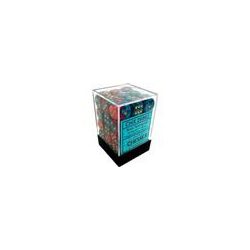 Chessex Gemini 12mm d6 Dice Blocks with pips Dice Blocks (36 Dice) - Red-Teal with gold-26862
