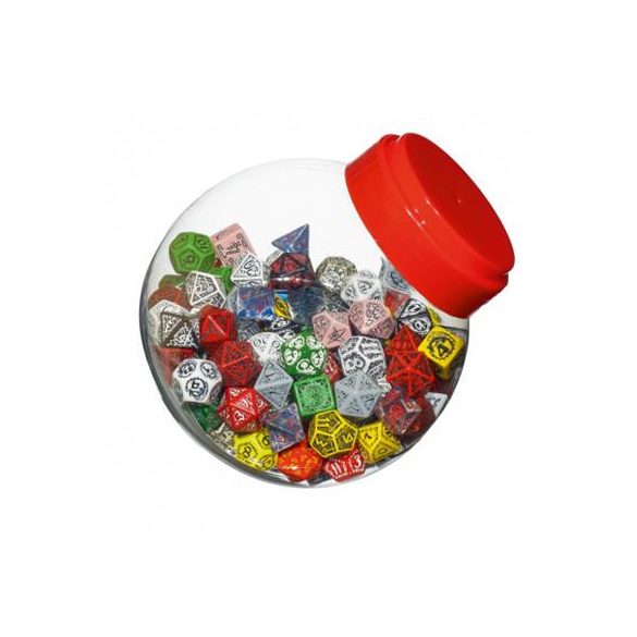 Jar of dice with D4, D6, D8, D10, D12, D20, D100 (150)-JMIX02