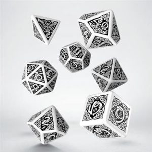 Celtic 3D Revised White & black Dice Set (7)-SCER02