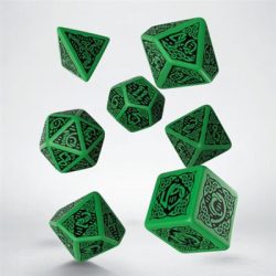 Celtic 3D Revised Green & black Dice Set (7)-SCER09
