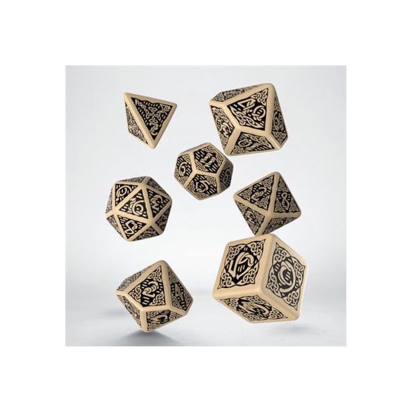 Celtic 3D Revised Beige & black Dice Set (7)-SCER03