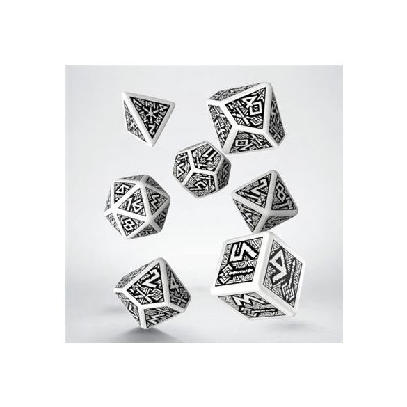 Dwarven White & black Dice Set (7)-SDWA02