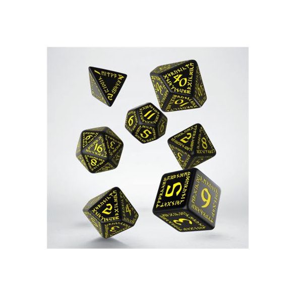 Runic Black & yellow Dice Set (7)-SRUN07